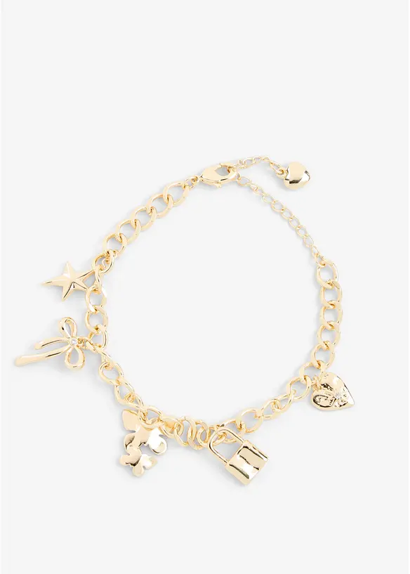 Armband mit Charms in gold von vorne - bonprix