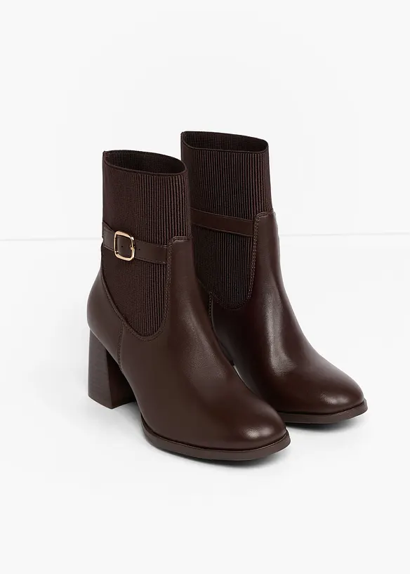 Stiefeletten mit Strickeinsatz in braun - bonprix