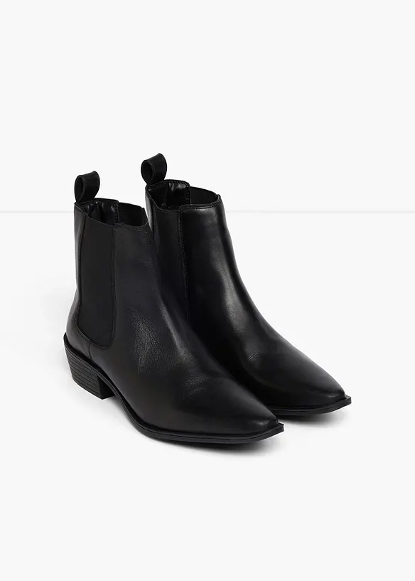 Stiefeletten aus Leder in schwarz - bonprix
