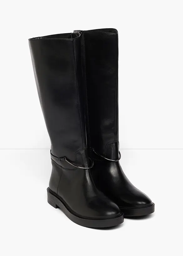 Stiefel aus Leder in schwarz - bonprix