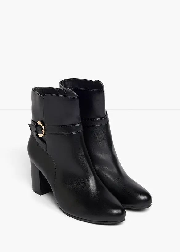 Stiefeletten mit Blockabsatz in schwarz - bonprix
