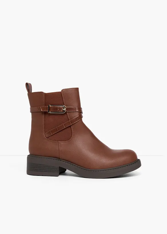Chelsea-Boots mit Schnalle in braun - bonprix