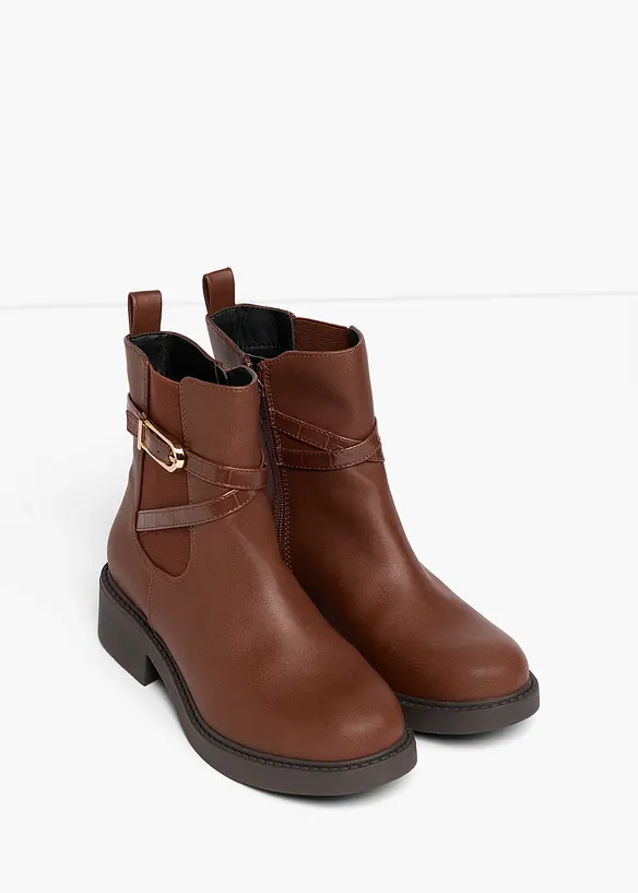 Chelsea-Boots mit Schnalle in braun - bonprix