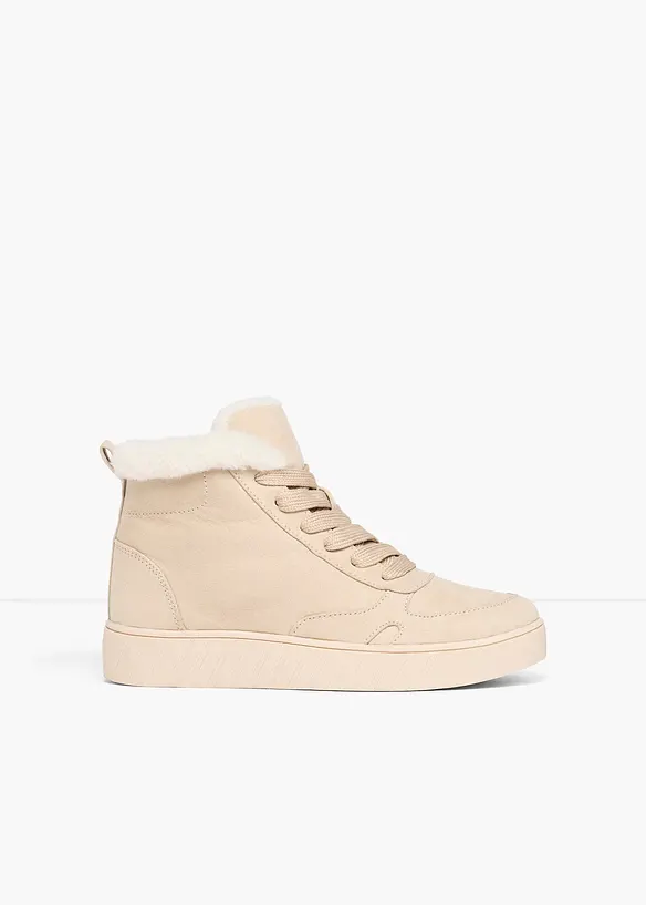 Gefütterte High-Top-Sneaker in beige - bonprix
