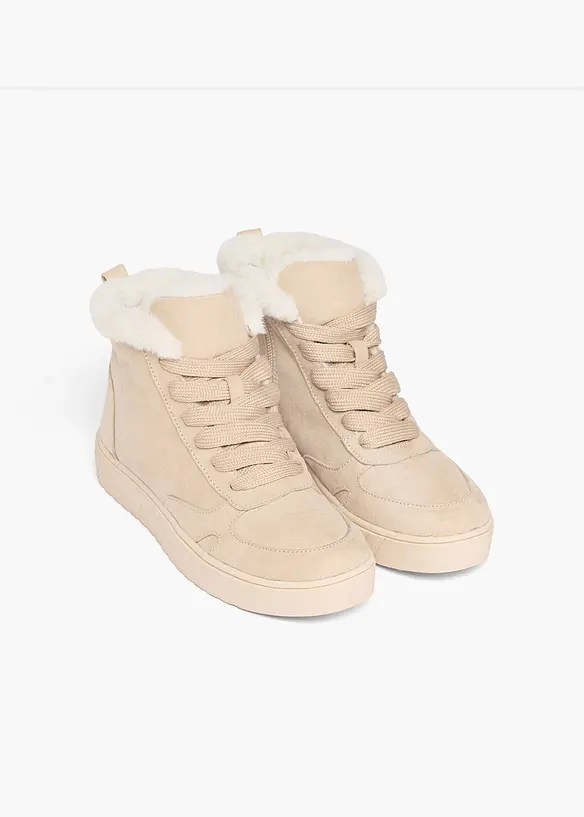Gefütterte High-Top-Sneaker in beige - bonprix