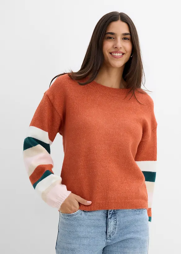 Loose Fit Strickpullover in braun von vorne (im Anschnitt) - bonprix