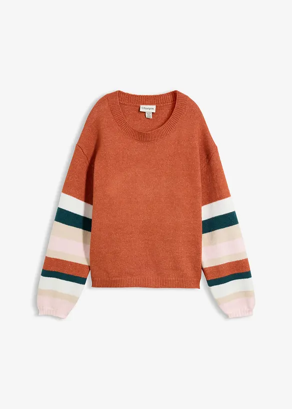 Loose Fit Strickpullover in braun von vorne - bonprix