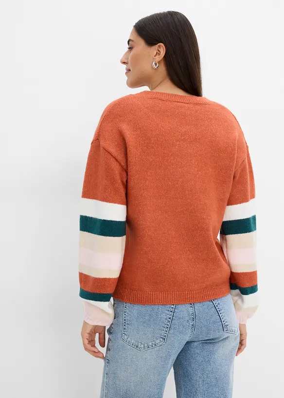 Loose Fit Strickpullover in braun von hinten (im Anschnitt) - bonprix