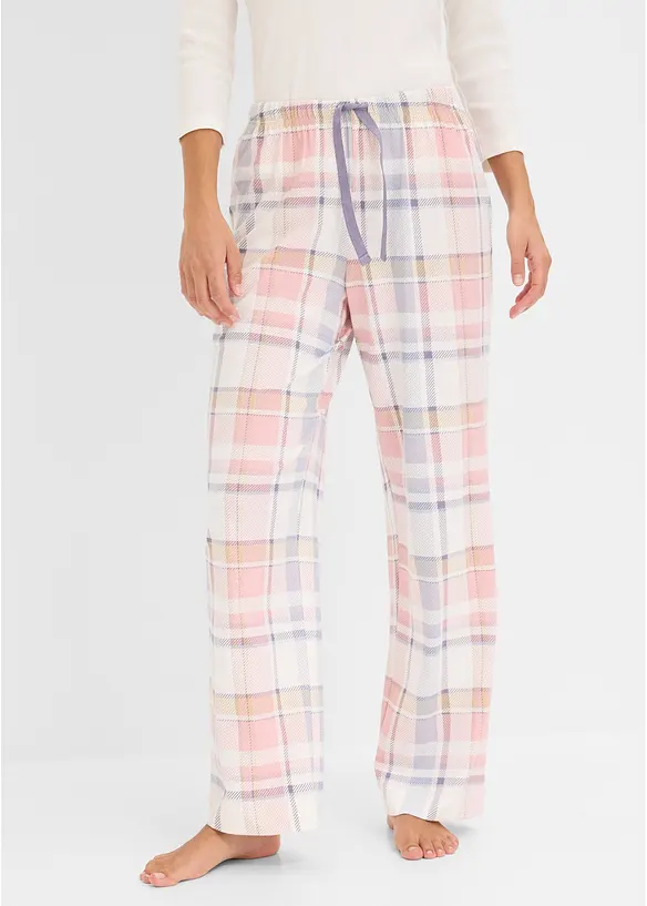 Gewebte Pyjamahose (2er Pack) aus Flanell in rosa von vorne - bonprix