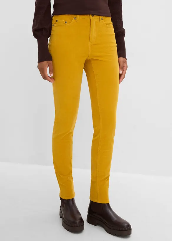 Enge Cordhose aus Baumwoll-Mix in gelb von vorne - bonprix Enge Cordhose aus Baumwoll-Mix in gelb von vorne - bonprix