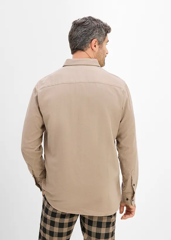 Flanellhemd aus Baumwolle in Regular-Fit in braun von hinten (im Anschnitt) - bonprix