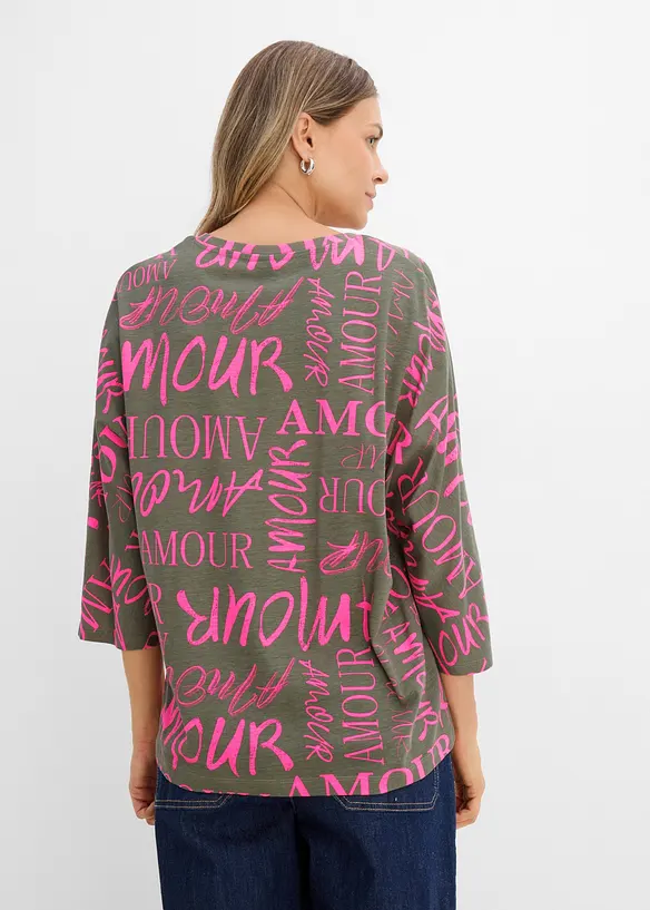 Oversize-Shirt aus Baumwoll-Viskose-Mix in grün von hinten (im Anschnitt) - bonprix