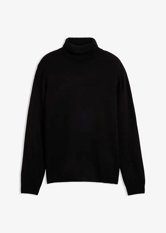 Rollkragenpullover in Regular-Fit in schwarz von vorne - bonprix