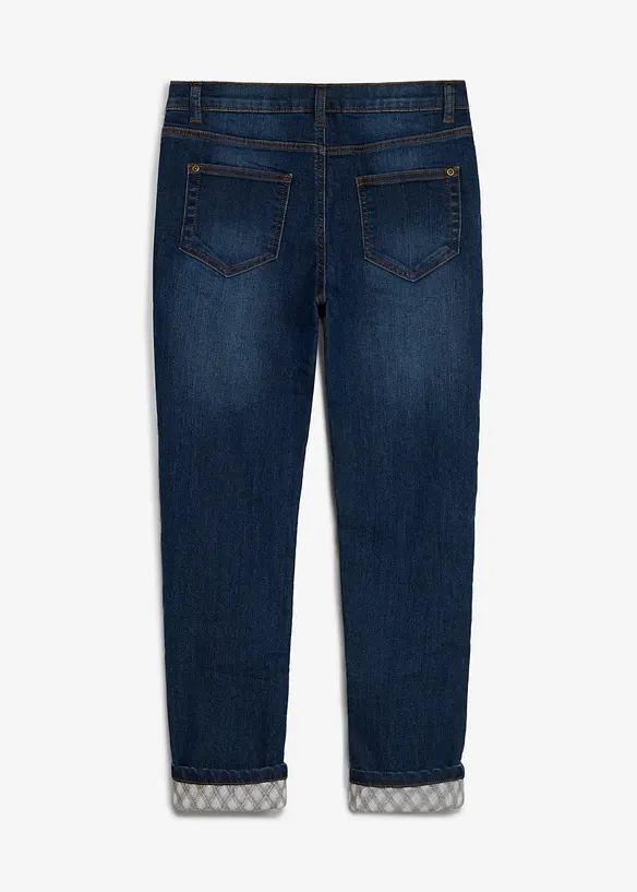 Thermojeans mit Flanellfutter in blau von hinten - bonprix