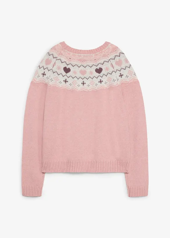 Grobstrick-Pullover in rosa von hinten - bonprix