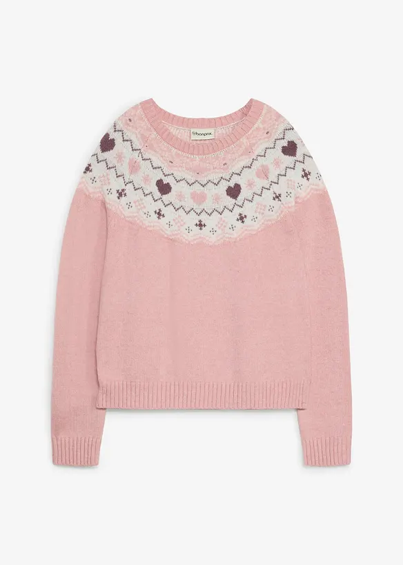 Grobstrick-Pullover in rosa von vorne - bonprix