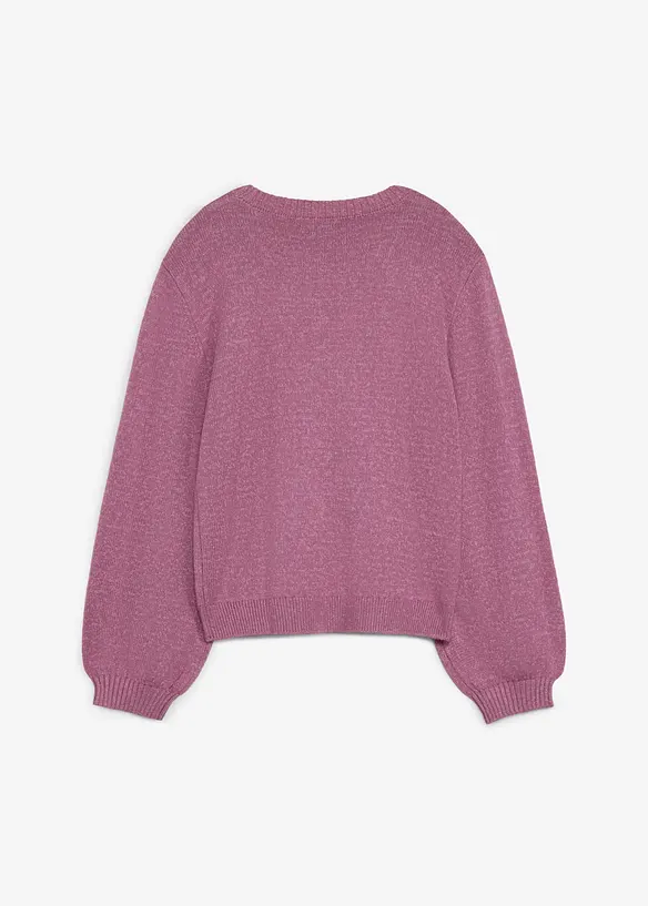 Grobstrick-Pullover mit Wollanteil in lila von hinten - bonprix