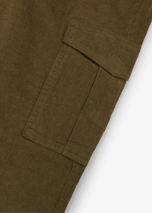 Thermo-Cargo-Cordhose in Regular-Fit mit Jerseyfutter in grün - bonprix