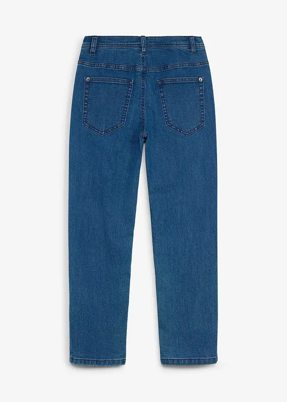 Thermo Regular-Fit-Stretchjeans mit kariertem Jerseyfutter in blau von hinten - bonprix