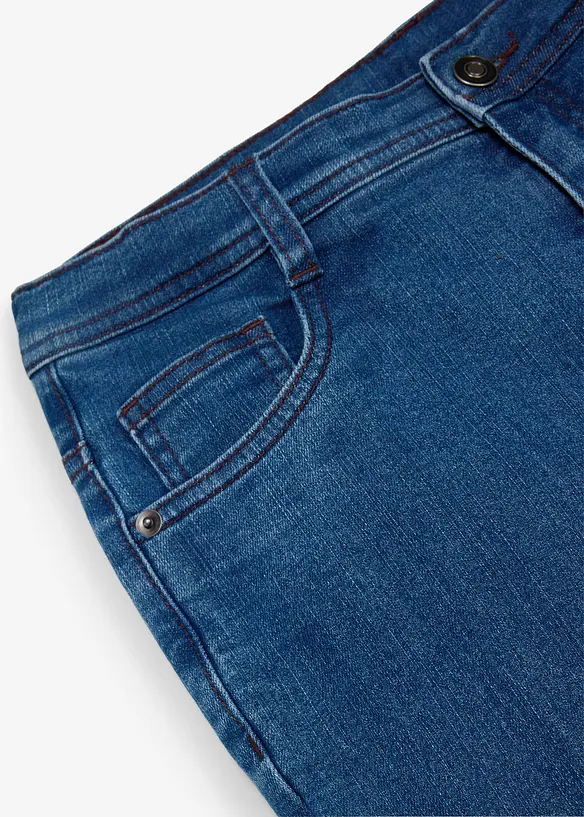 Thermo Regular-Fit-Stretchjeans mit kariertem Jerseyfutter in blau - bonprix