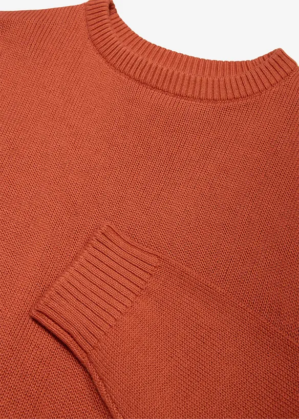 Grobstrick-Pullover mit Rundhalsausschnitt in braun - bonprix