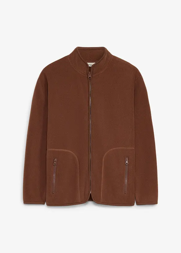 Wärmende Fleecejacke in braun von vorne - bonprix