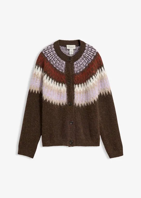Norweger-Strickjacke in braun von vorne - bonprix