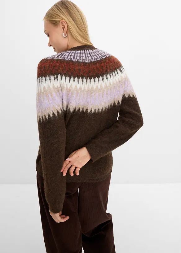 Norweger-Strickjacke in braun von hinten (im Anschnitt) - bonprix