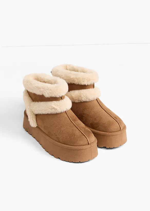 Gefütterte Plateau-Boots in braun - bonprix