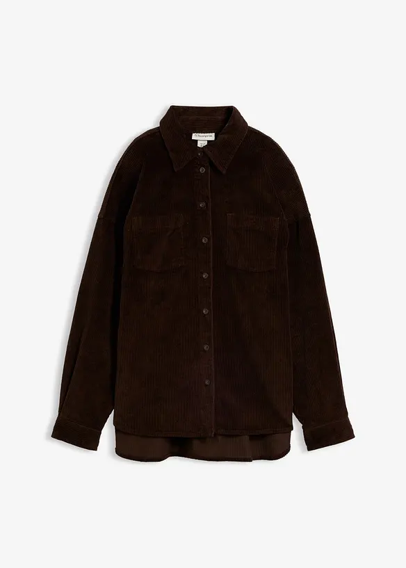 Oversize Cord-Shacket aus Baumwoll-Mix in braun von vorne - bonprix