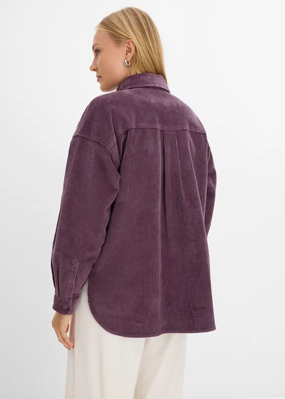 Oversize Cord-Shacket aus Baumwoll-Mix in lila von hinten (im Anschnitt) - bonprix