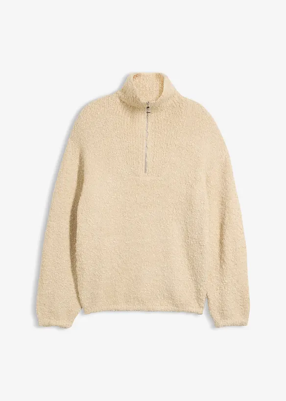 Troyer in Bouclé-Optik in beige von vorne - bonprix