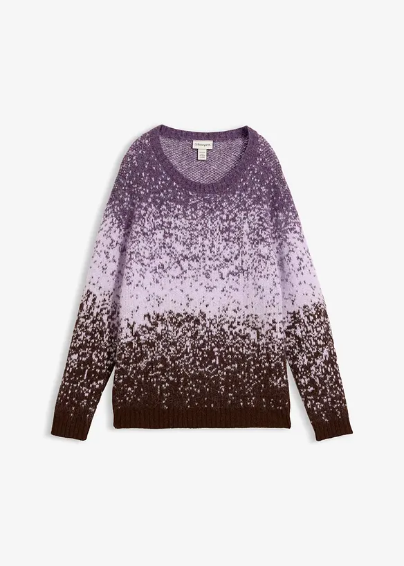 Pullover aus flauschigem Hairy-Knit in lila von vorne - bonprix