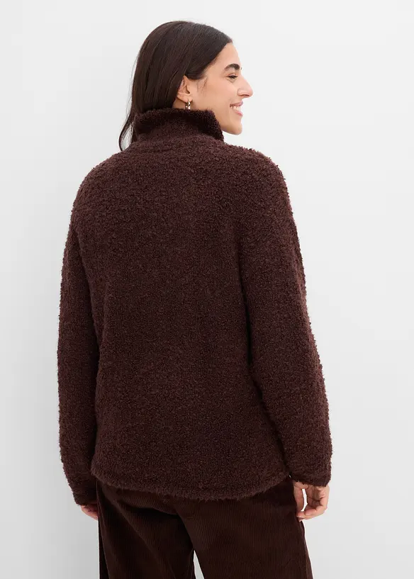 Troyer in Bouclé-Optik in braun von hinten (im Anschnitt) - bonprix