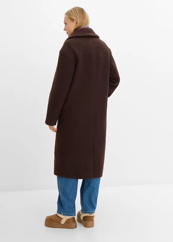 Outdoor-Mantel in Bouclé Optik in braun von hinten (Totalaufnahme) - bonprix