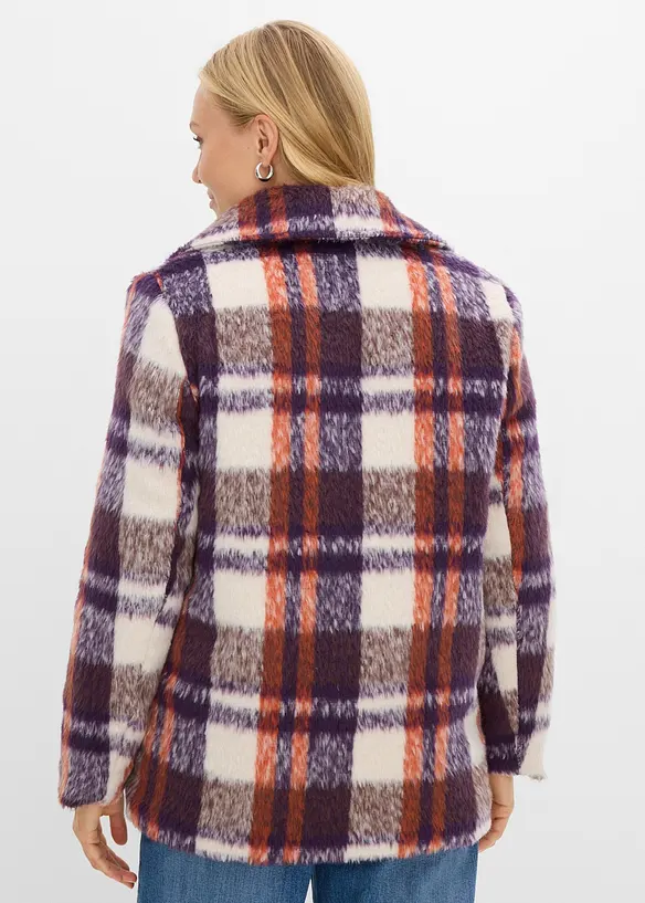 Wattierter Wollimitat-Wintermantel in lila von hinten (Totalaufnahme) - bonprix