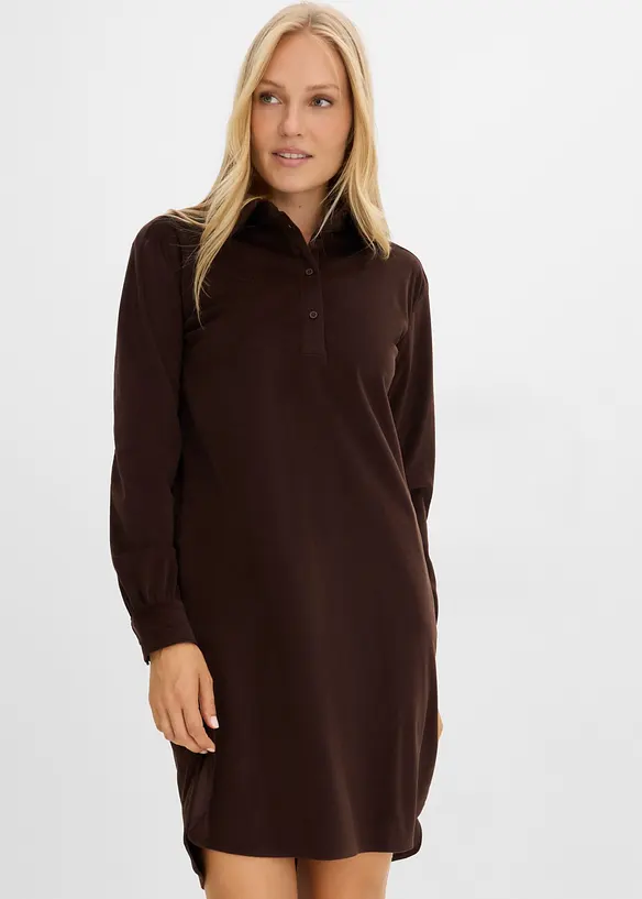 Oversize-Cordkleid in braun von vorne (Totalaufnahme) - bonprix