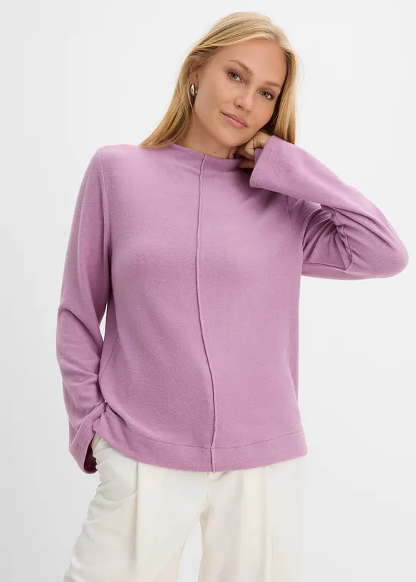 Rollkragenshirt aus Viskose-Mix in lila von vorne (im Anschnitt) - bonprix
