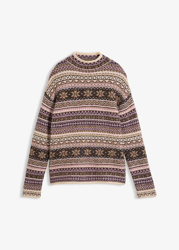 Rollkragenpullover in braun von vorne - bonprix