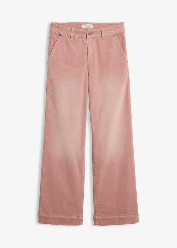 Weite Cordhose aus Baumwoll-Mix in rosa von vorne - bonprix