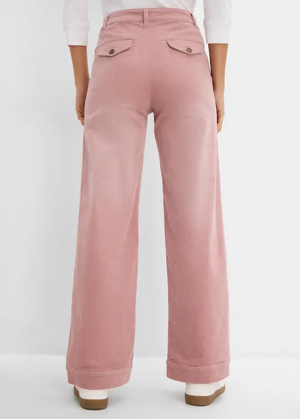 Weite Cordhose aus Baumwoll-Mix in rosa von hinten - bonprix