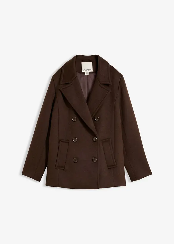 Cabanjacke aus Wolle in braun von vorne - bonprix