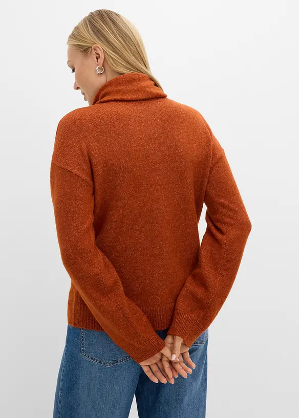 Strickjacke mit Schalkragen in braun von hinten (im Anschnitt) - bonprix