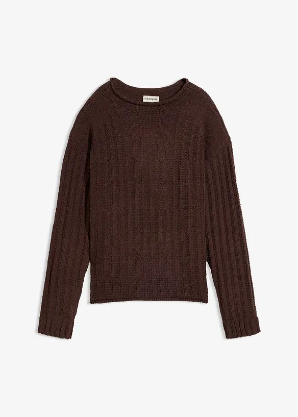 Grobstrick-Pullover in braun von vorne - bonprix