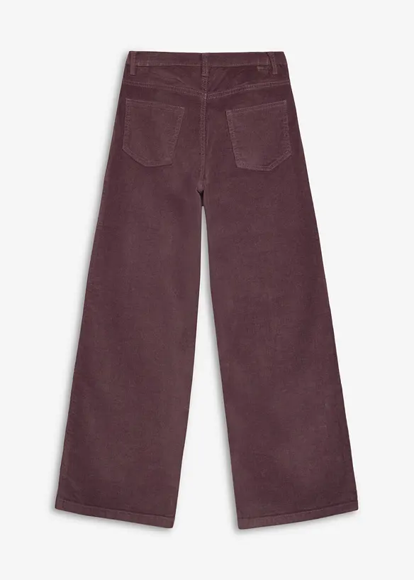 weiche Cordhose aus Bio-Baumwollstretch in lila von hinten - bonprix