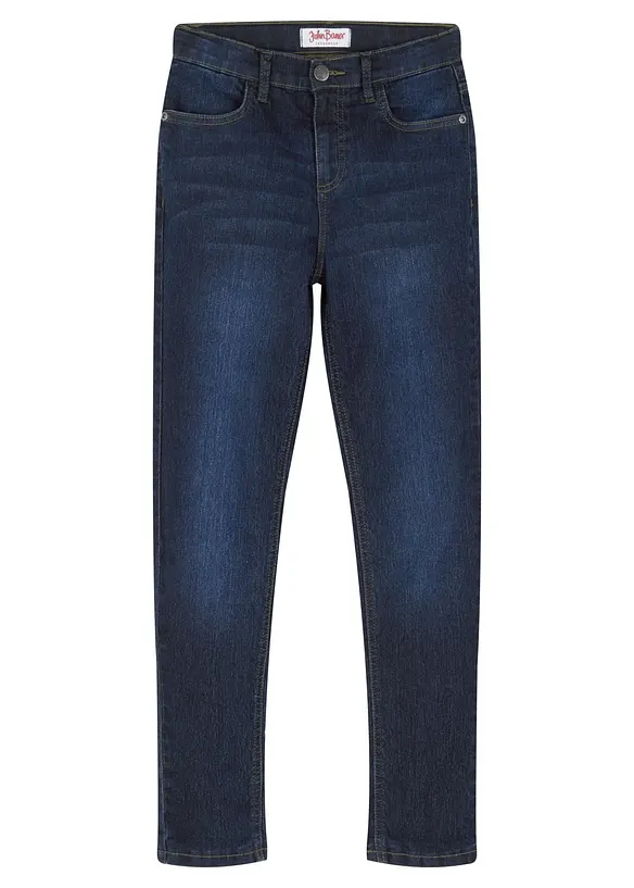 Thermojeans mit Jerseyfutter Mid Waist in blau von vorne - bonprix