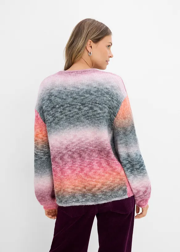 Grobstrickjacke mit Farbverlauf in schwarz von hinten (im Anschnitt) - bonprix