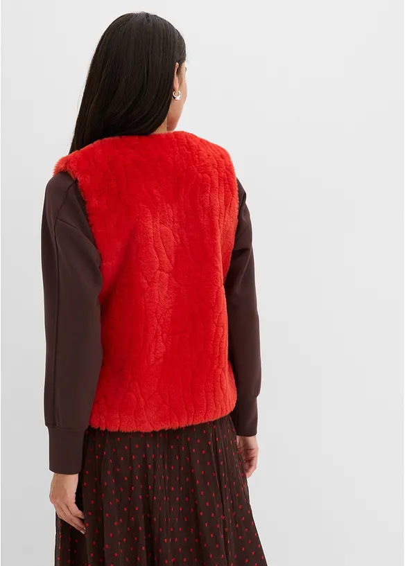Fellimitat-Weste in rot von hinten (im Anschnitt) - bonprix Fellimitat-Weste in rot von hinten (im Anschnitt) - bonprix