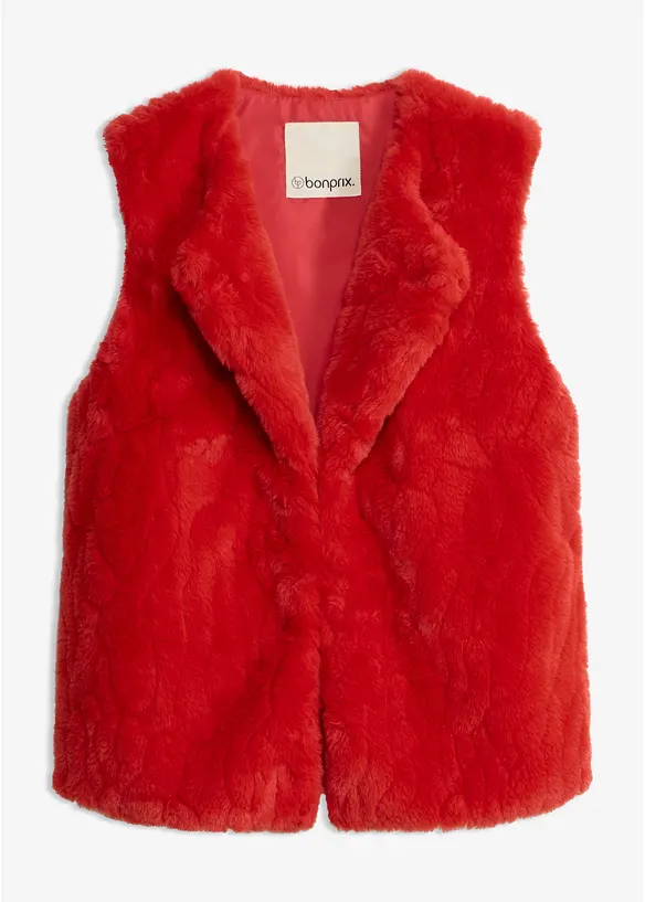 Fellimitat-Weste in rot von vorne - bonprix Fellimitat-Weste in rot von vorne - bonprix