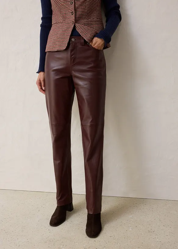 Lederhose aus Lammnappa in braun von vorne - bonprix Lederhose aus Lammnappa in braun von vorne - bonprix